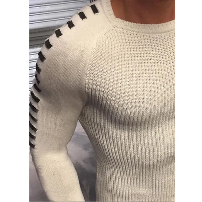 European and American Autumn and Winter Knitted Sweater for Men, Fashionable Slim-fit, Round-neck, Long-sleeved Sweater S-3XL - Image 5
