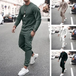 Men's Sets Casual Tracksuit Men Long Sleeve O-Neck T Shirts+Sport Long Pants Suit Casual Men Clothing Mens Joggers Sets Summer - Image 2