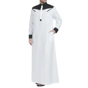 Dubai Muslim Men Long Sleeve Patchwork Robes Abaya Muslim Abaya Islam Dresses Fashion Kaftan Pakistan Caftan Muslim Size S-5XL