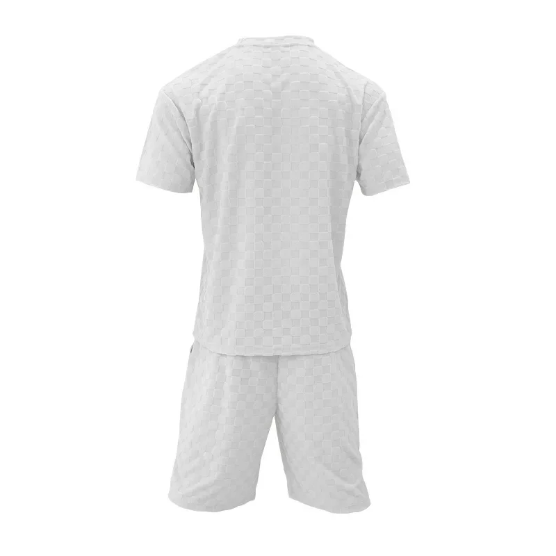 Men's Summer Checkered Loose Two-piece Sports Leisure Suit Short Sleeve T-shirt Shorts Casual Suit Plus Size Fashion Men's Suit - Image 6