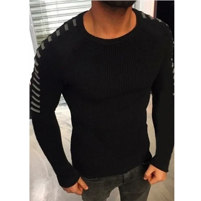 European and American Autumn and Winter Knitted Sweater for Men, Fashionable Slim-fit, Round-neck, Long-sleeved Sweater S-3XL - Image 4
