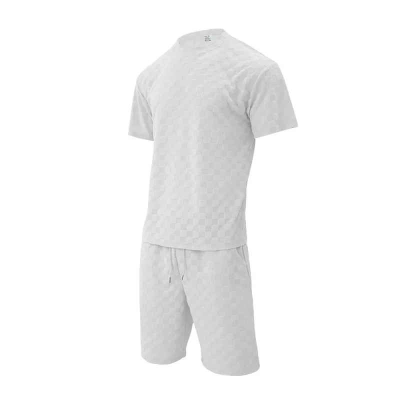 Men's Summer Checkered Loose Two-piece Sports Leisure Suit Short Sleeve T-shirt Shorts Casual Suit Plus Size Fashion Men's Suit - Image 5