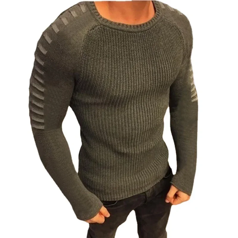 European and American Autumn and Winter Knitted Sweater for Men, Fashionable Slim-fit, Round-neck, Long-sleeved Sweater S-3XL - Image 2