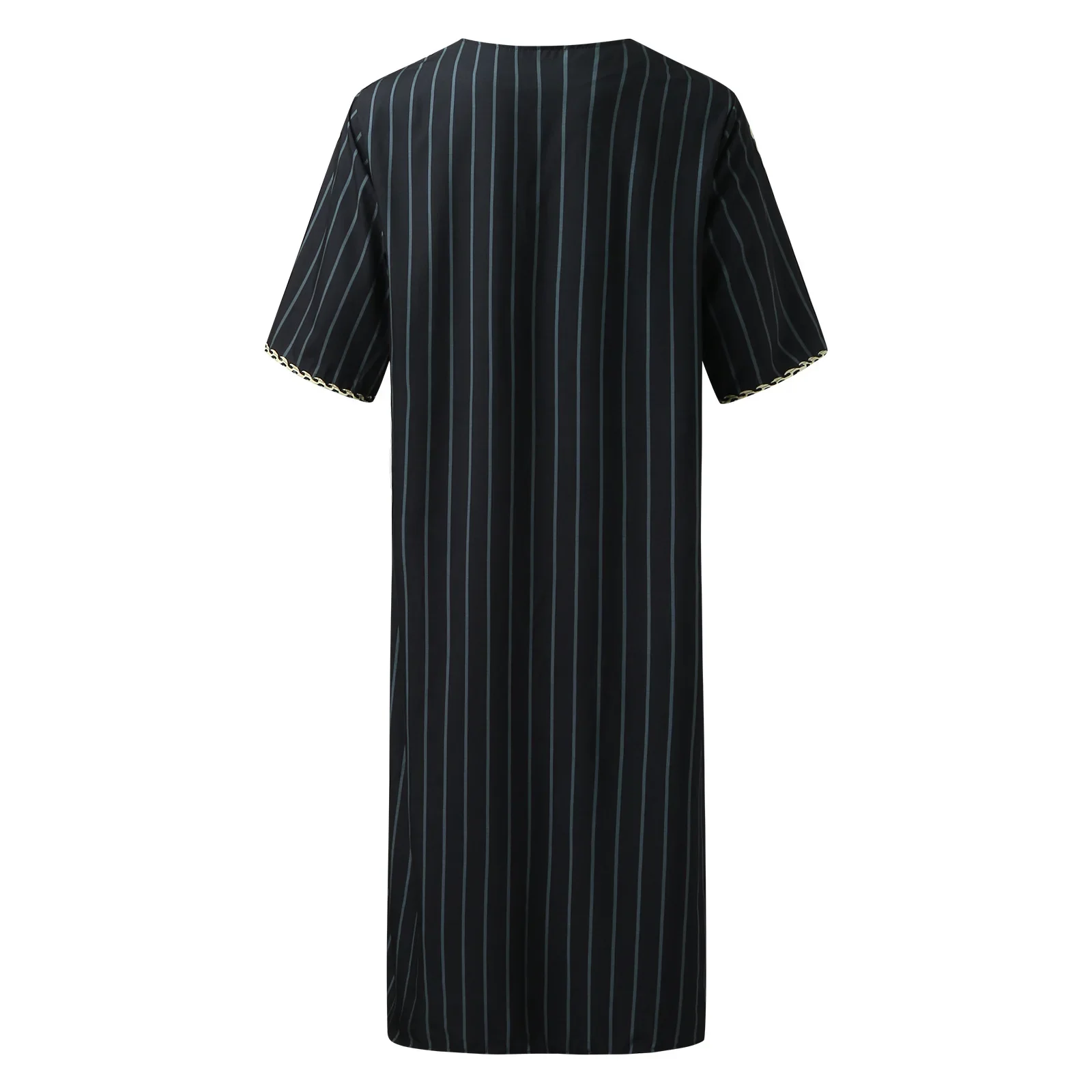 2024 Islam Men Clothing Kaftan Muslim Fashion Robe Embroidered Loose and Breathable V-neck Mid-sleeve Robe Man Muslim Dress Eid - Image 4